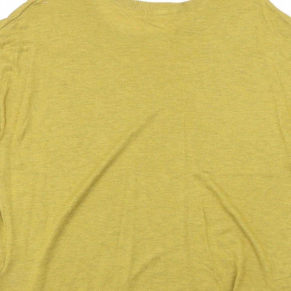 H&M Womens Yellow Round Neck Acrylic Pullover Jumper Size L