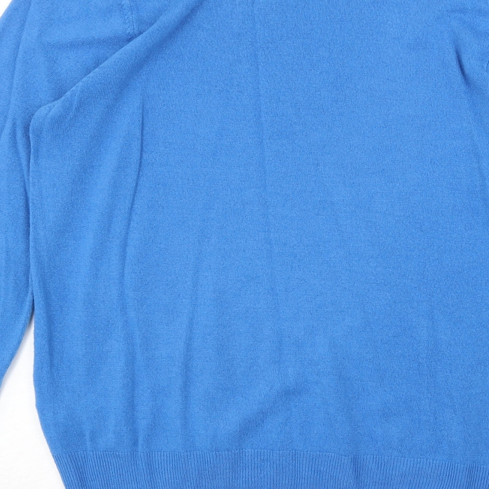 Marks & Spencer Mens Blue Round Neck Acrylic Pullover Jumper Size M Long Sleeve