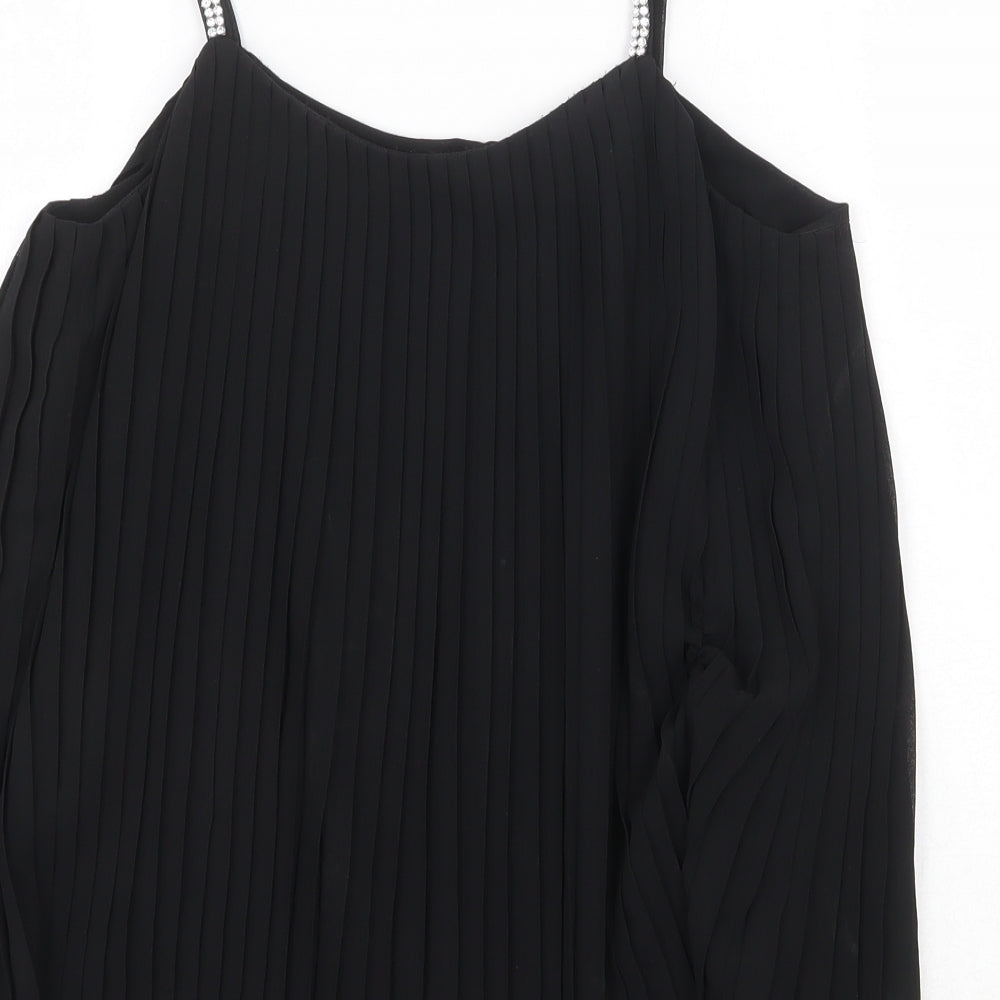 Quiz Womens Black Polyester Basic Tank Size 6 Round Neck