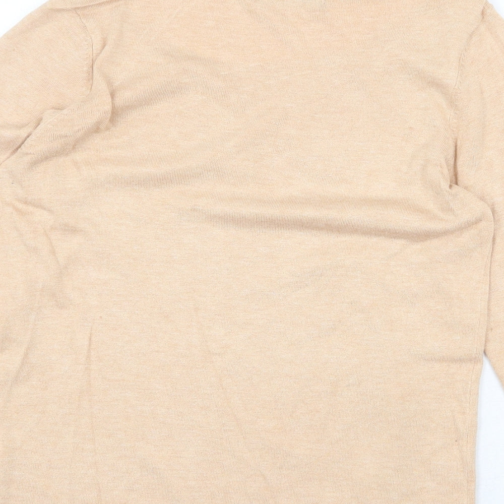 Marks & Spencer Womens Beige Round Neck Viscose Pullover Jumper Size 10 - Lace Detail