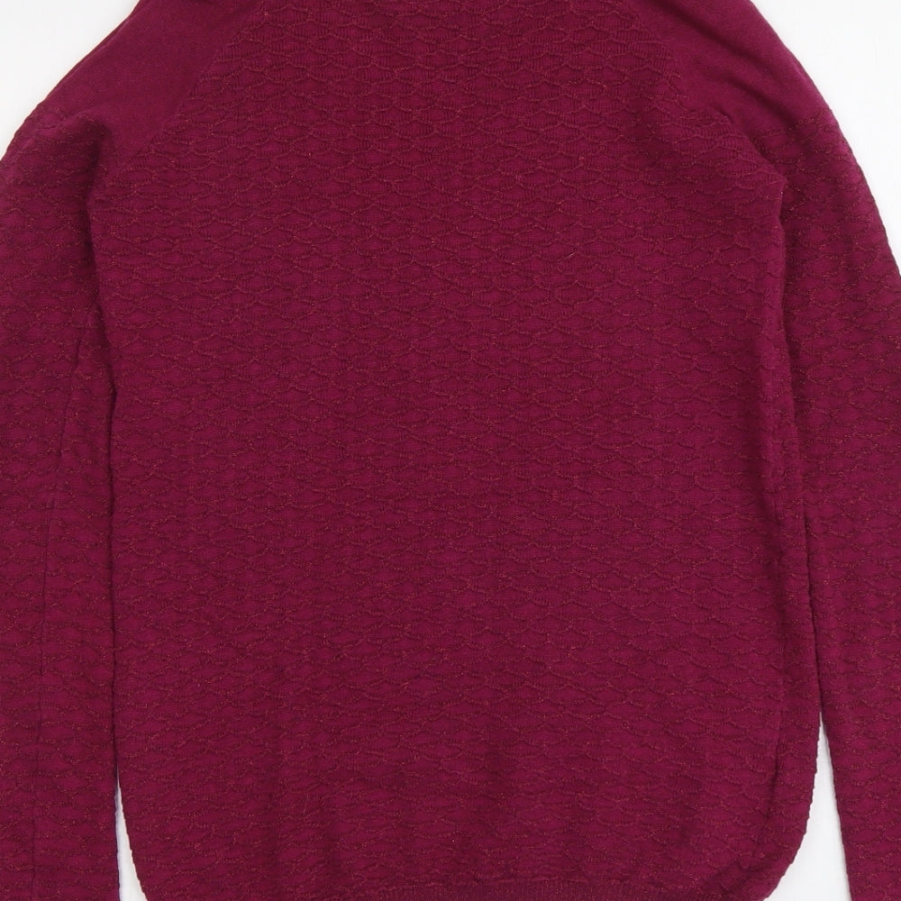 NEXT Womens Purple Boat Neck Cotton Pullover Jumper Size 8 - Textured