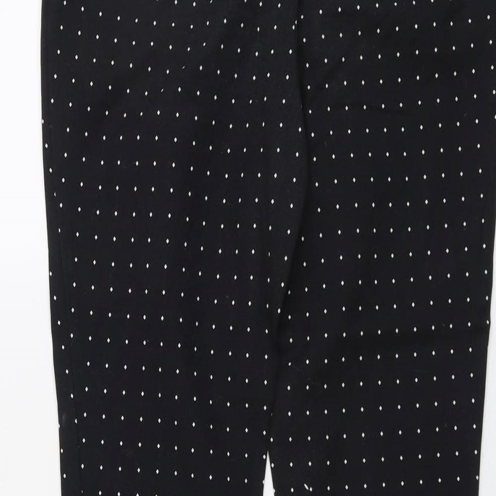 Katherine Barclay Womens Black Geometric Cotton Chino Trousers Size 12 L26 in Regular Button