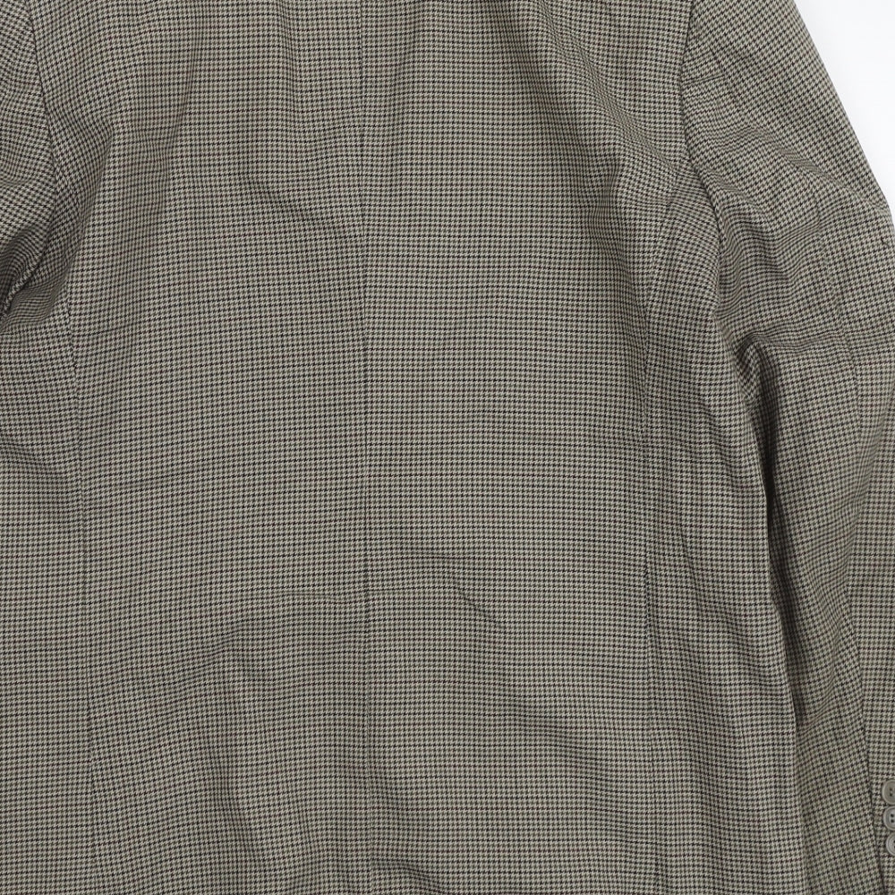 Zantos Mens Green Houndstooth Polyester Jacket Suit Jacket Size 38 Regular
