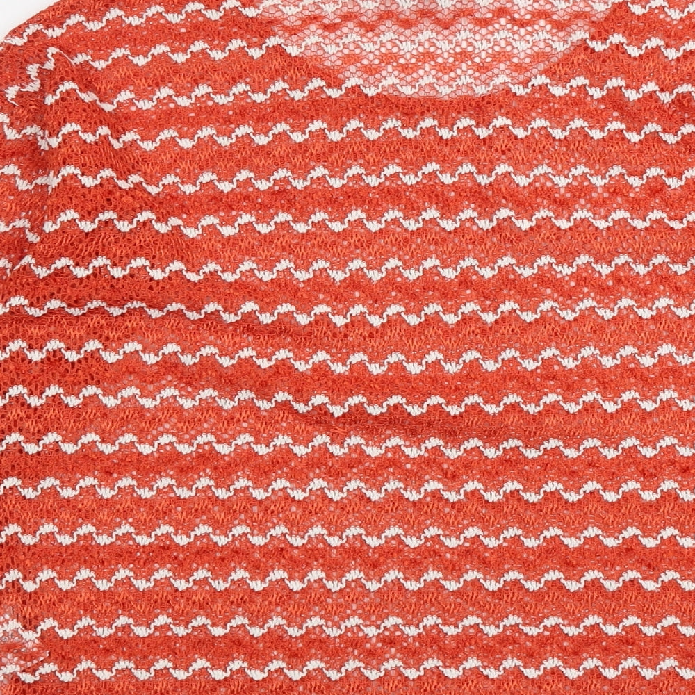 NEXT Womens Orange Round Neck Geometric Polyester Pullover Jumper Size 14