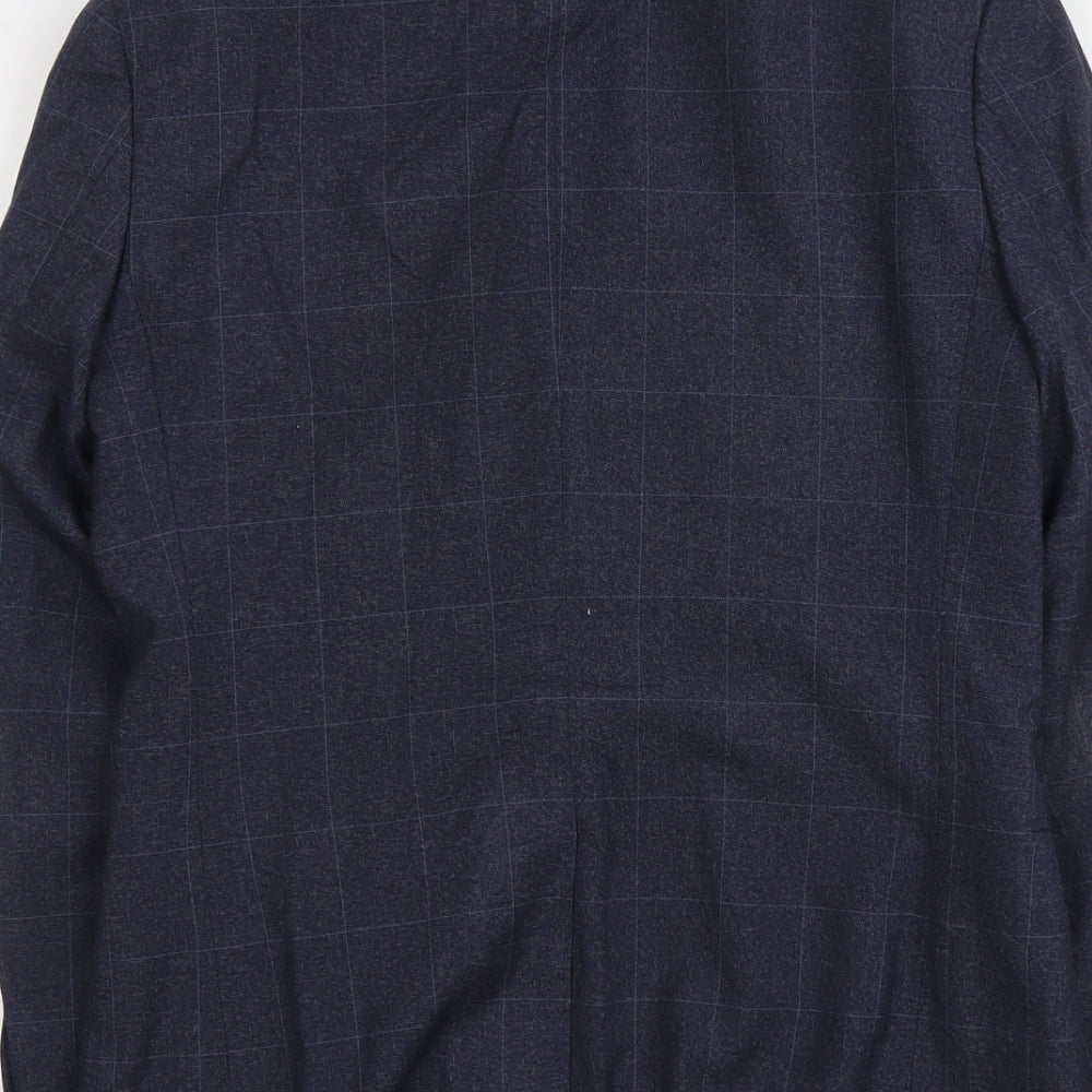 Red Herring Mens Blue Check Polyester Jacket Suit Jacket Size 36 Regular