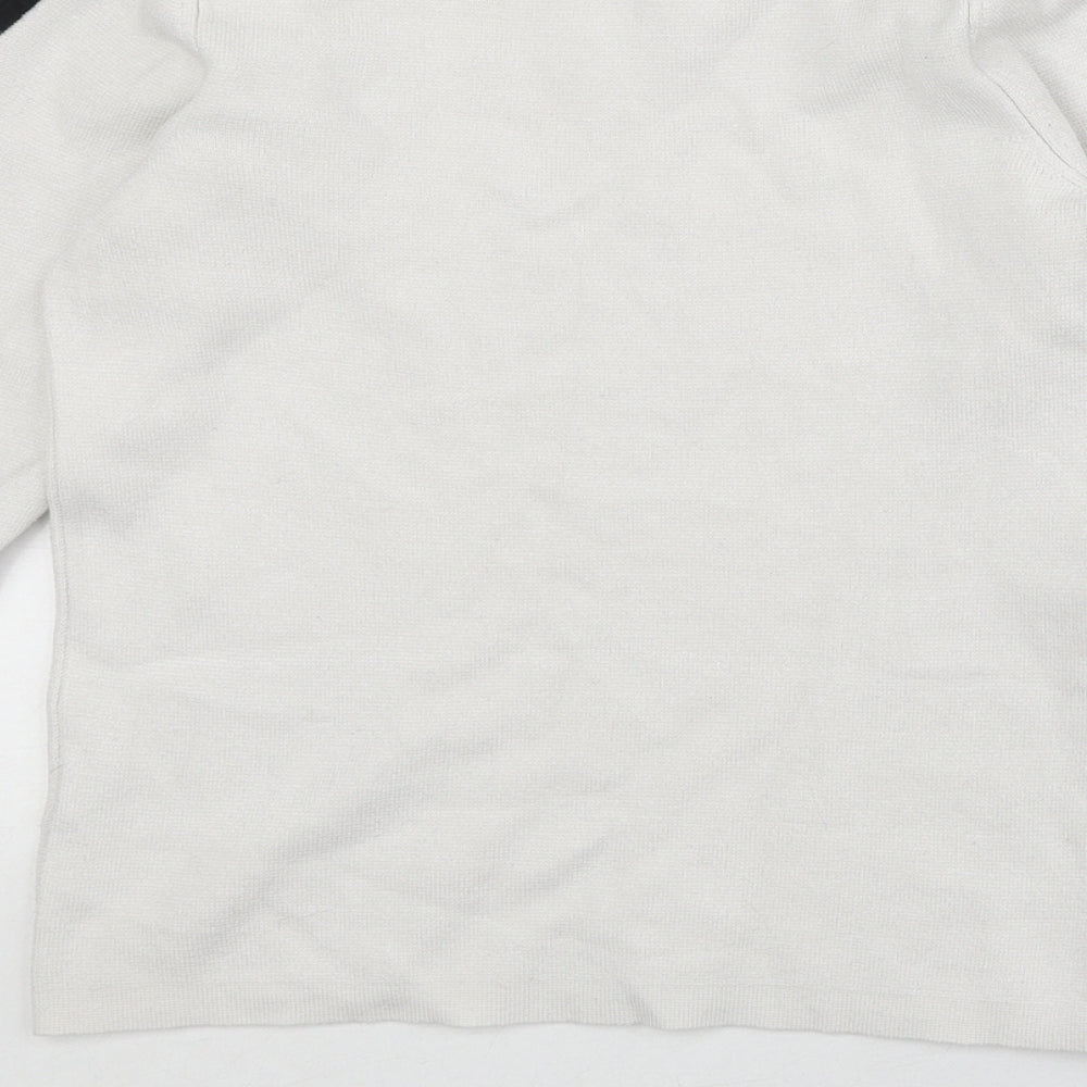 River Island Womens White Boat Neck Viscose Pullover Jumper Size 8 - Contrast Sleeve Detail