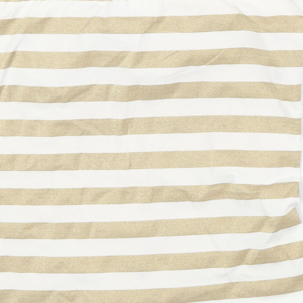 Zara Womens Gold Striped Nylon Basic Tank Size M Off the Shoulder