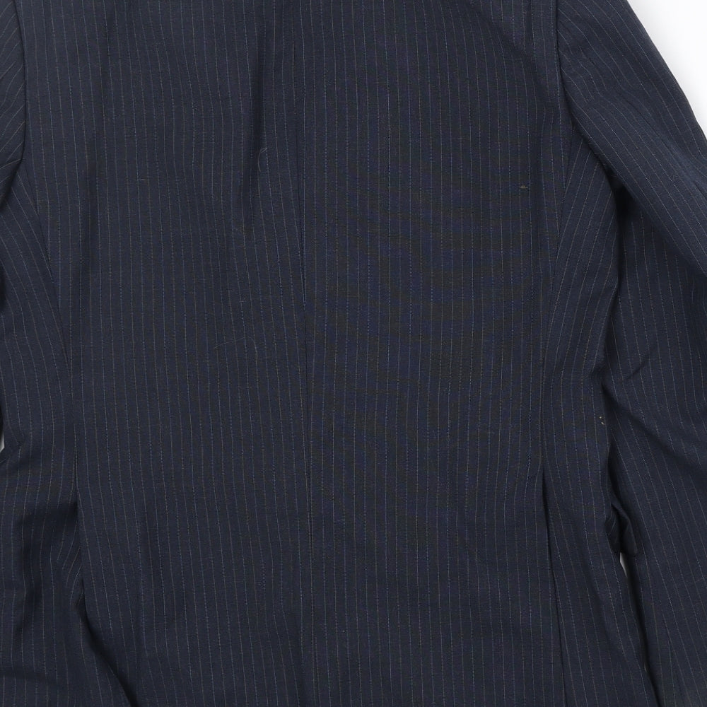 Burton Mens Blue Striped Polyester Jacket Suit Jacket Size 38 Regular - Pinstripe