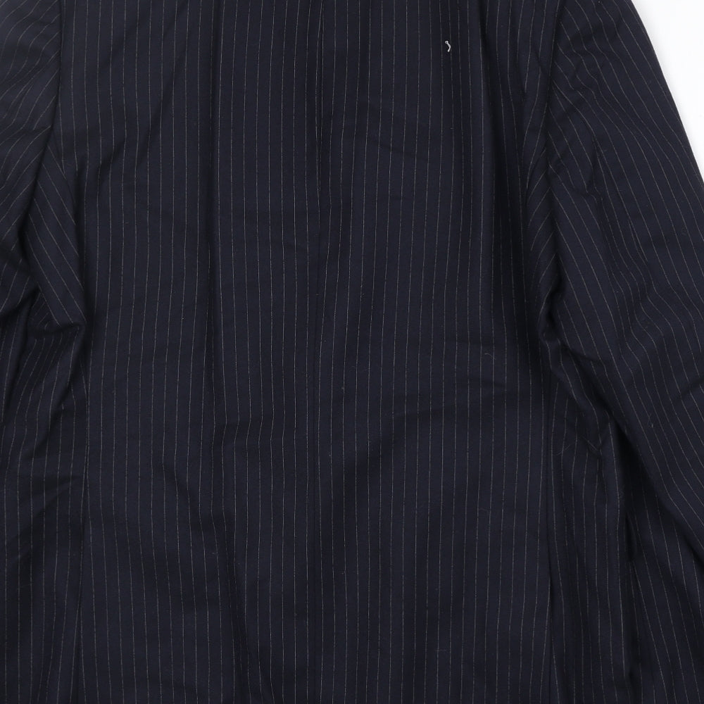 Meurice Mens Blue Striped Polyester Jacket Suit Jacket Size 42 Regular
