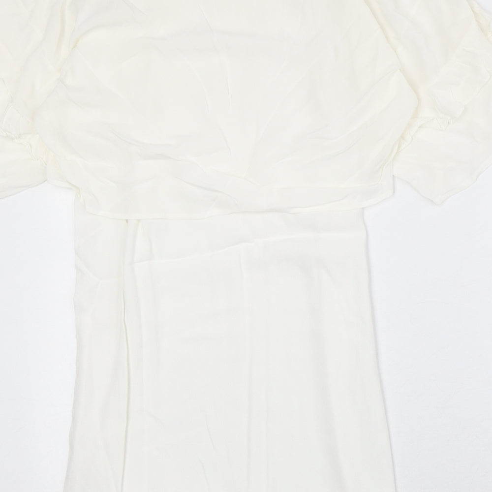 Zara Womens Ivory Polyester Trapeze & Swing Size S Round Neck Pullover