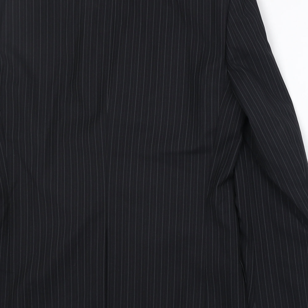 Marks & Spencer Mens Black Striped Polyester Jacket Suit Jacket Size 38 Regular - Pinstripe