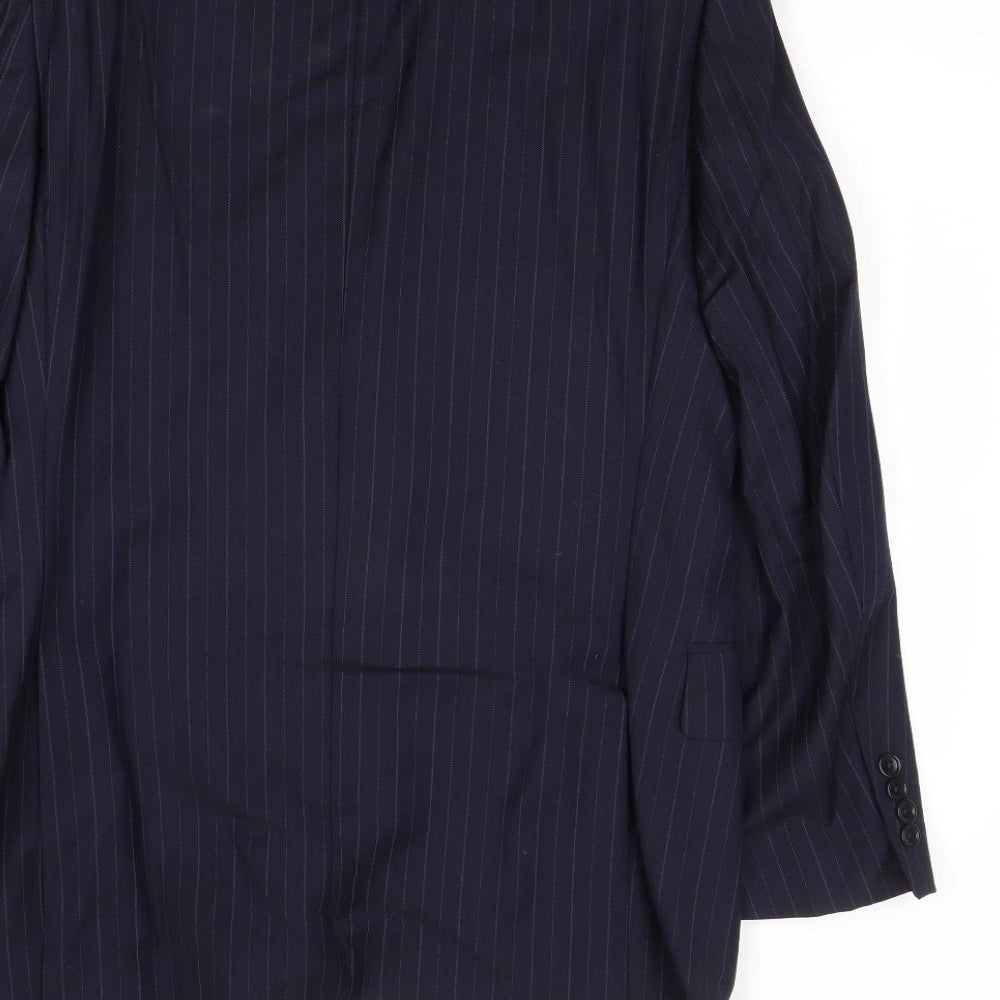 Racing Green Mens Blue Striped Wool Jacket Suit Jacket Size 36 Regular