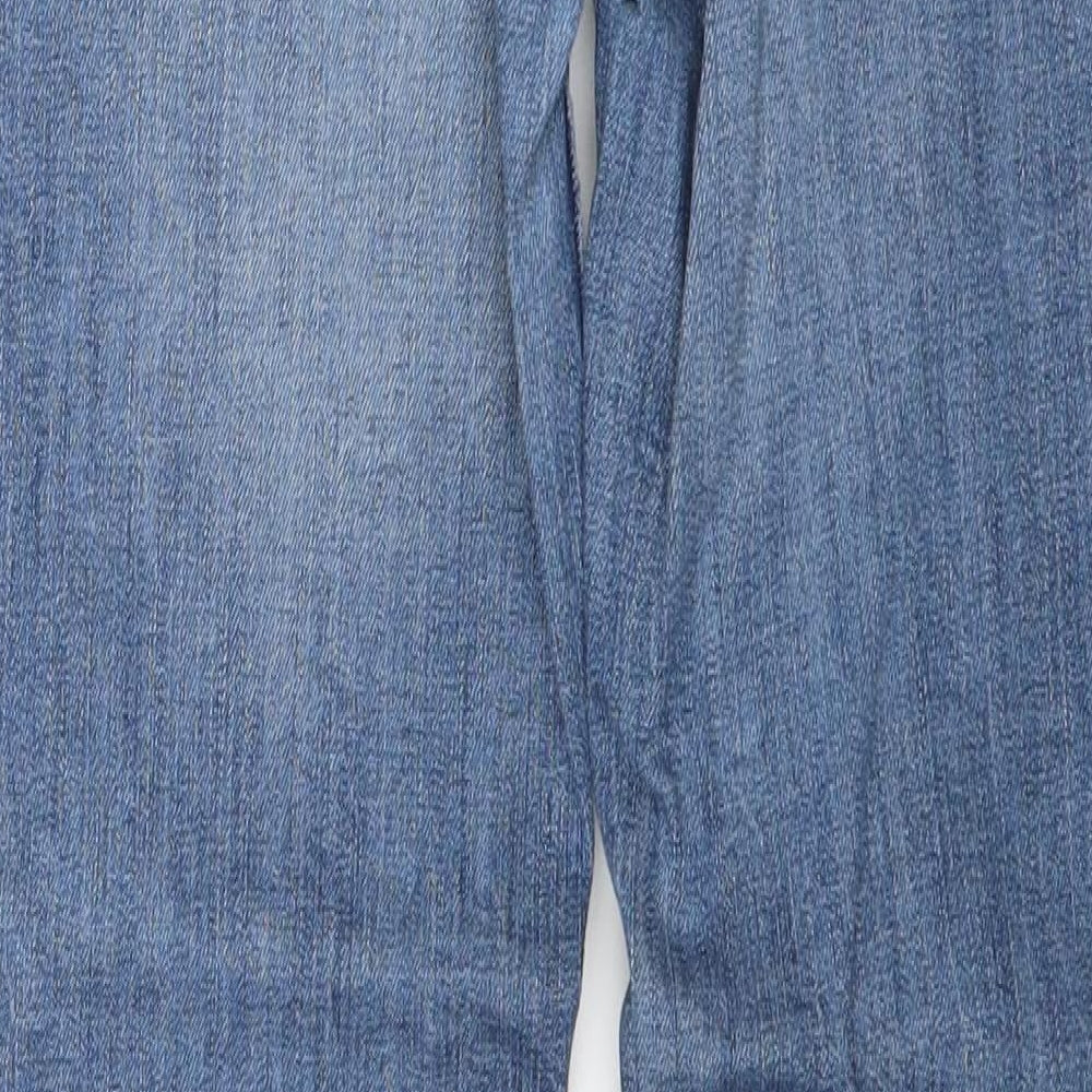 H&M Womens Blue Cotton Straight Jeans Size 24 in Regular Zip