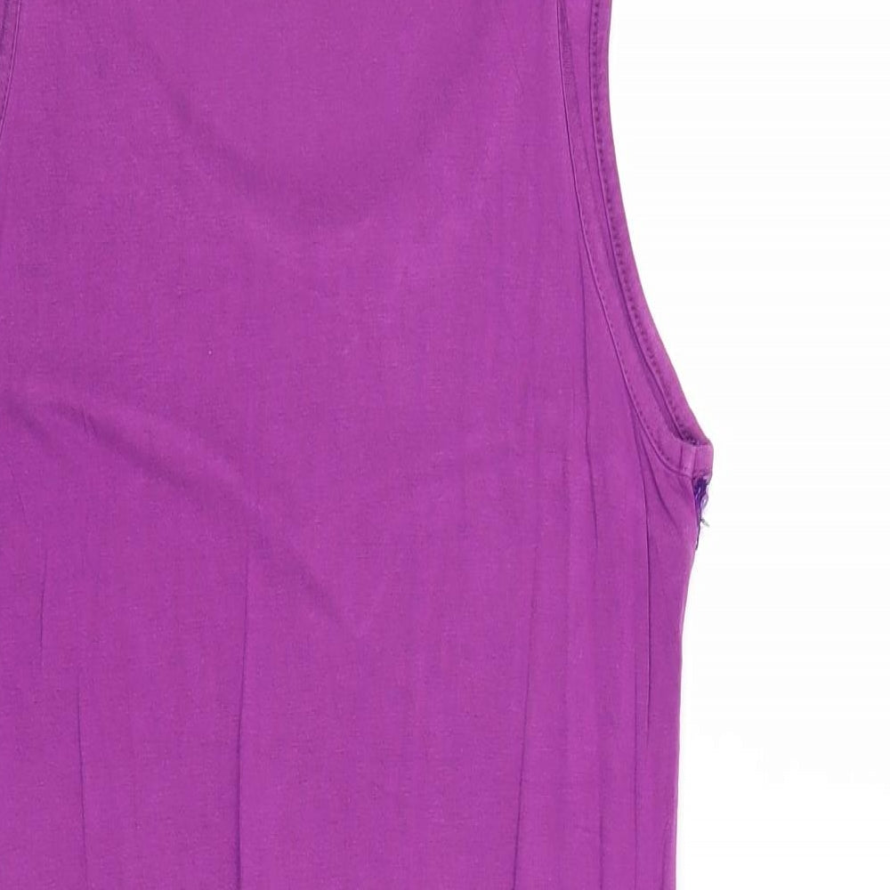 VILA Womens Purple Viscose Basic Tank Size L Round Neck
