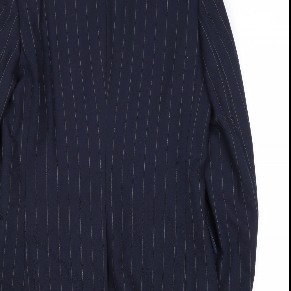 Mitchel Walker Mens Blue Striped Wool Jacket Suit Jacket Size 34 Regular