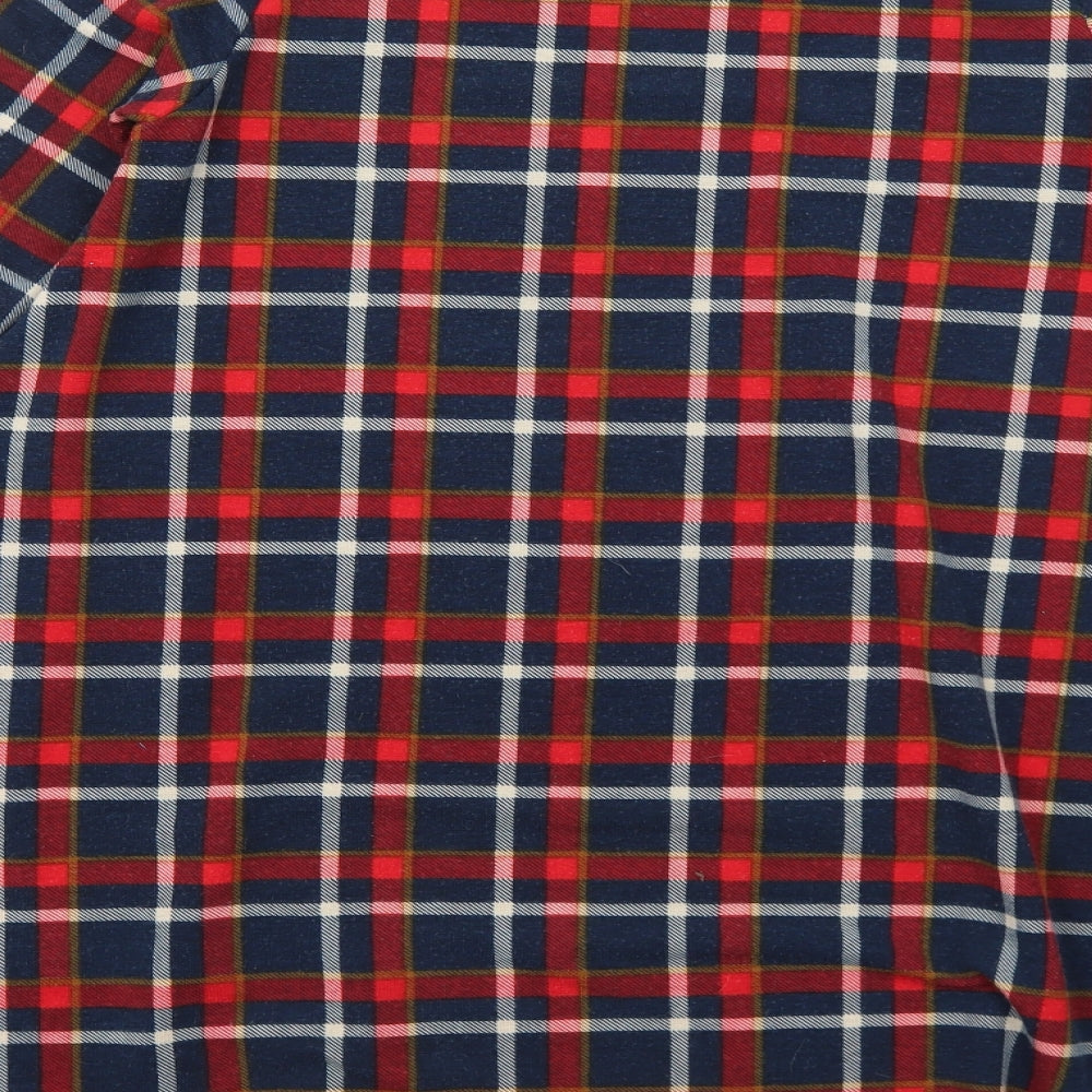 Glamorous Womens Blue Plaid Polyester Trapeze & Swing Size 10 Round Neck Pullover