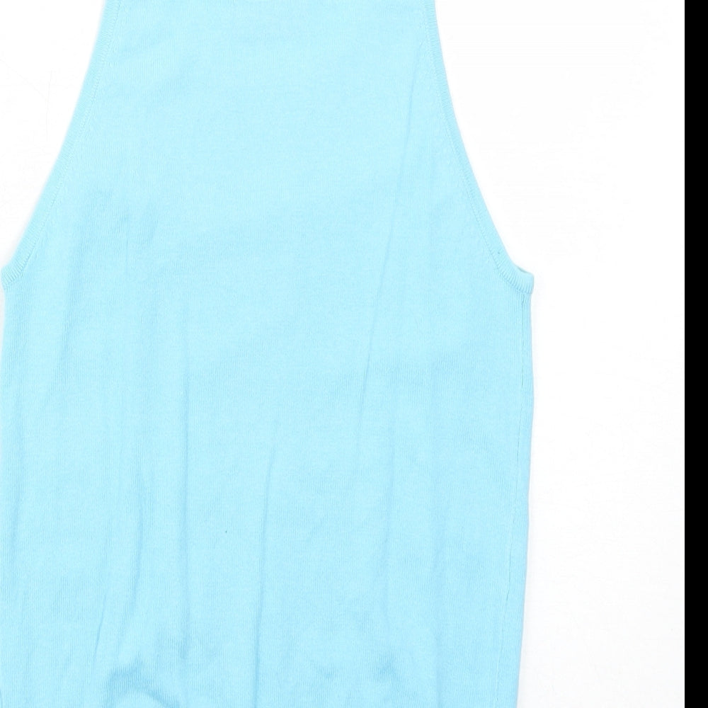 West One Womens Blue Acrylic Basic Tank Size 12 Round Neck