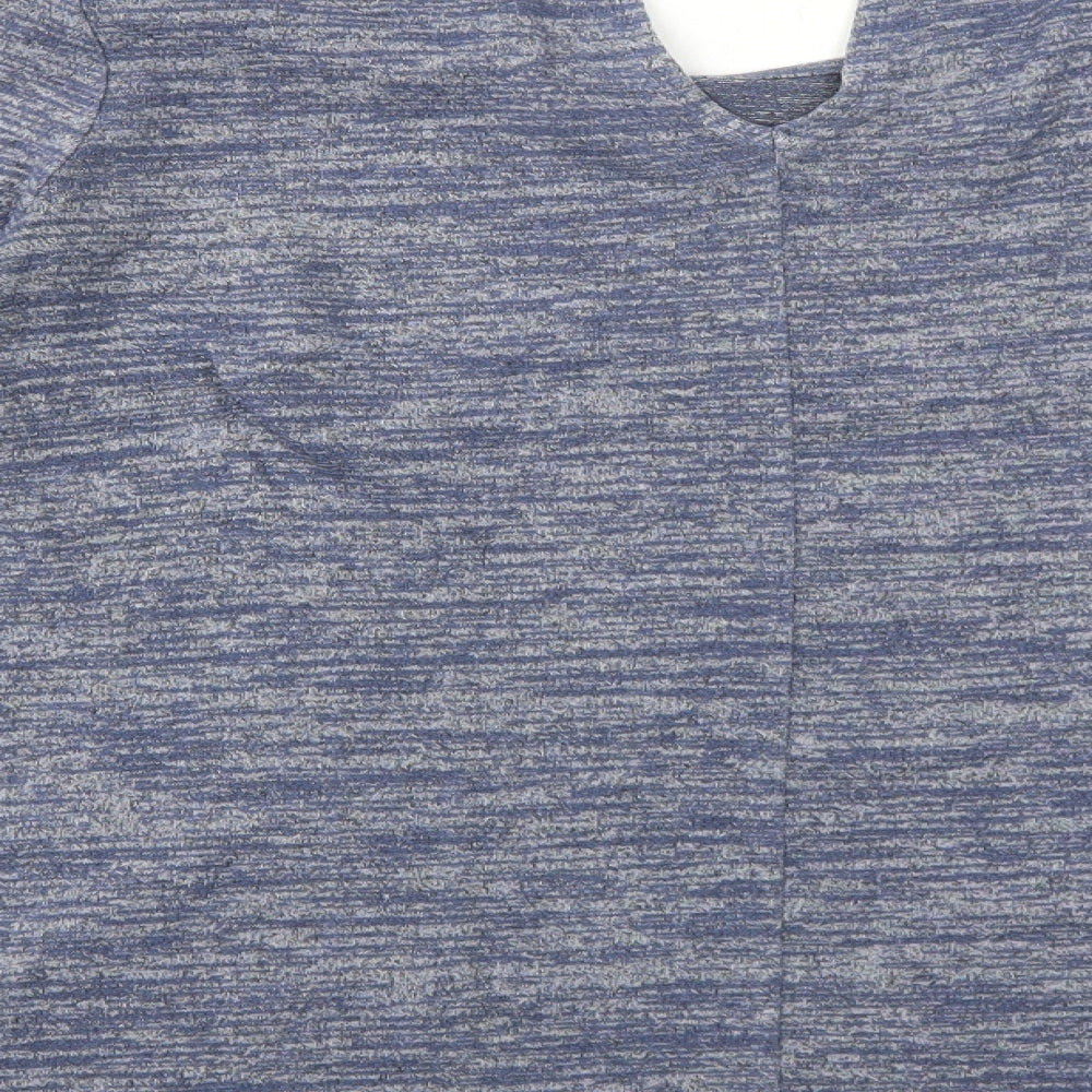 Mercer & Madison Womens Blue Geometric Polyester Basic Blouse Size L Round Neck