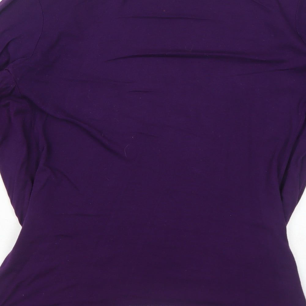 Oui Womens Purple Viscose Basic Blouse Size M V-Neck - Open
