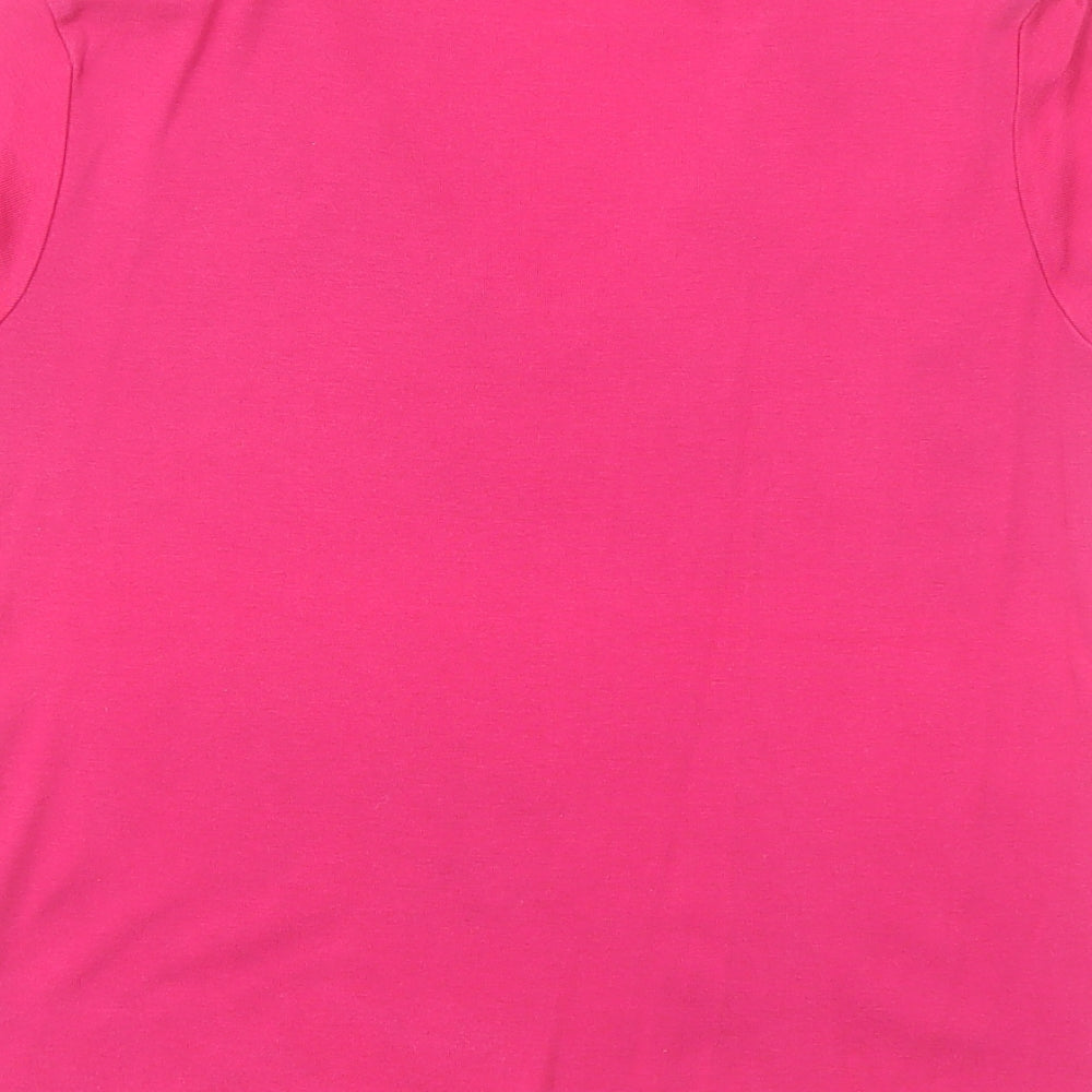 Marks & Spencer Womens Pink Cotton Basic Blouse Size 14 V-Neck