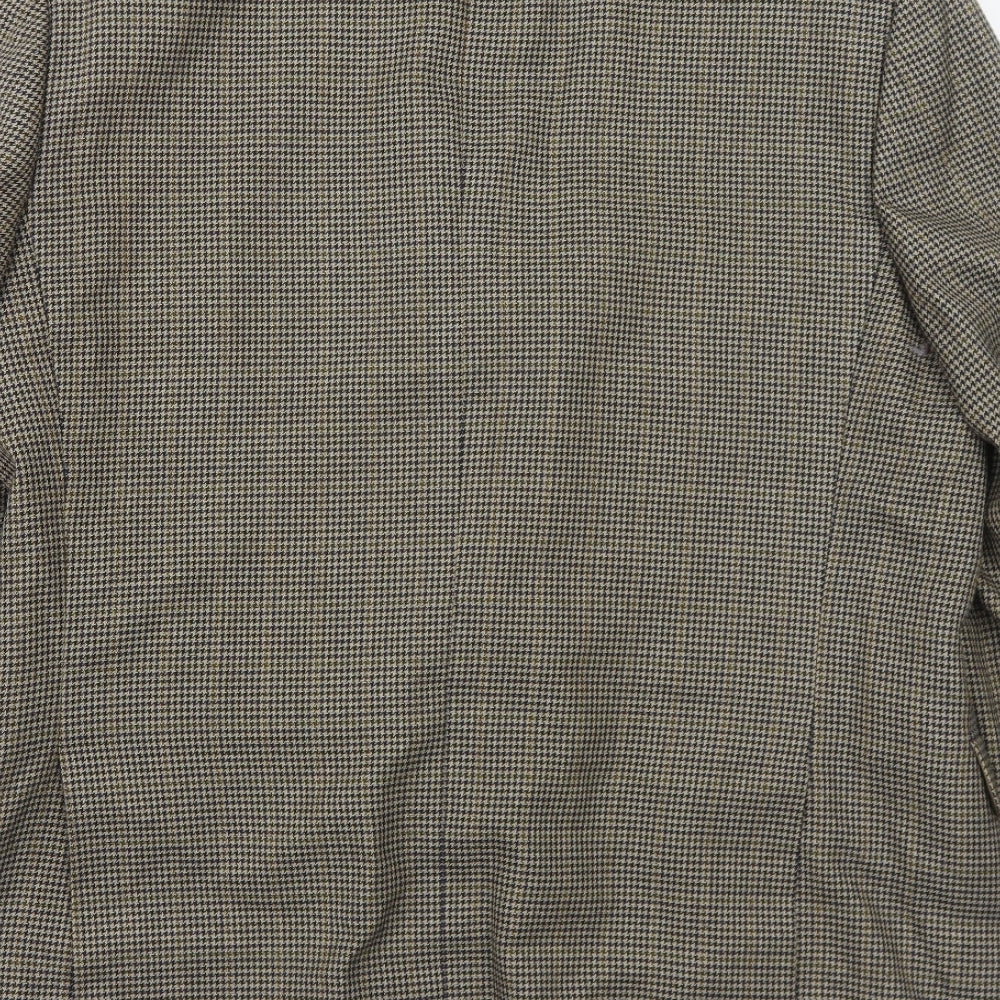 Brook Taverner Mens Green Geometric Polyester Jacket Blazer Size 42 Regular