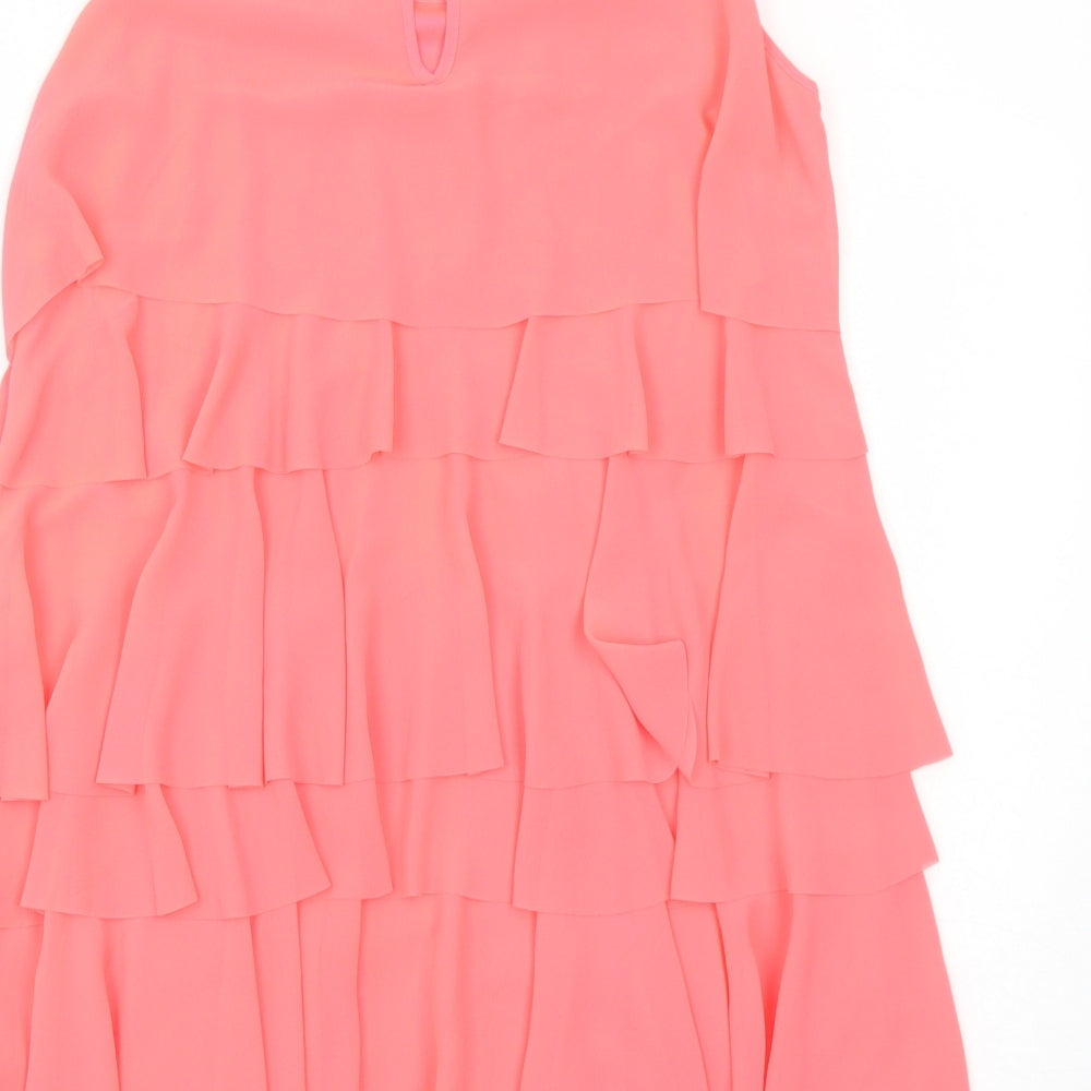 H&M Womens Pink Polyester Trapeze & Swing Size 12 Round Neck Button