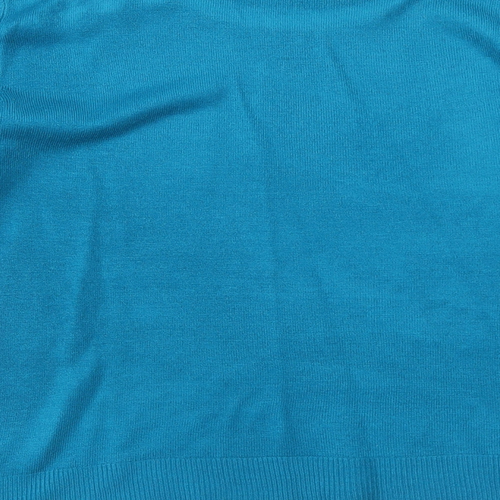 M&Co Womens Blue Round Neck Acrylic Pullover Jumper Size M