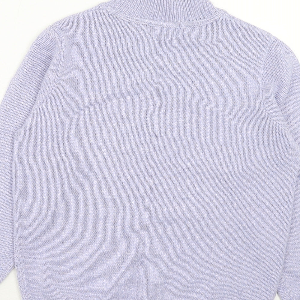 EWM Womens Purple Mock Neck Acrylic Pullover Jumper Size S