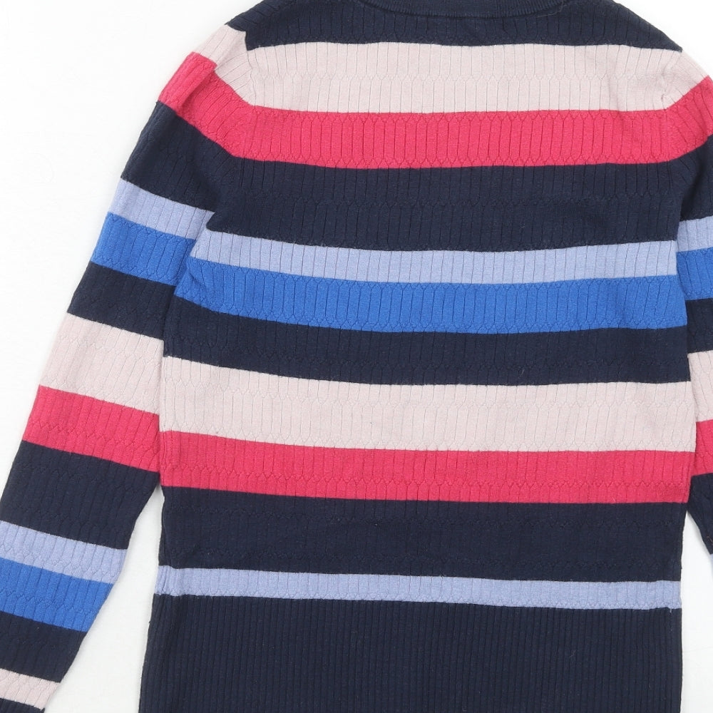 Marks & Spencer Womens Multicoloured Round Neck Striped Viscose Pullover Jumper Size 10