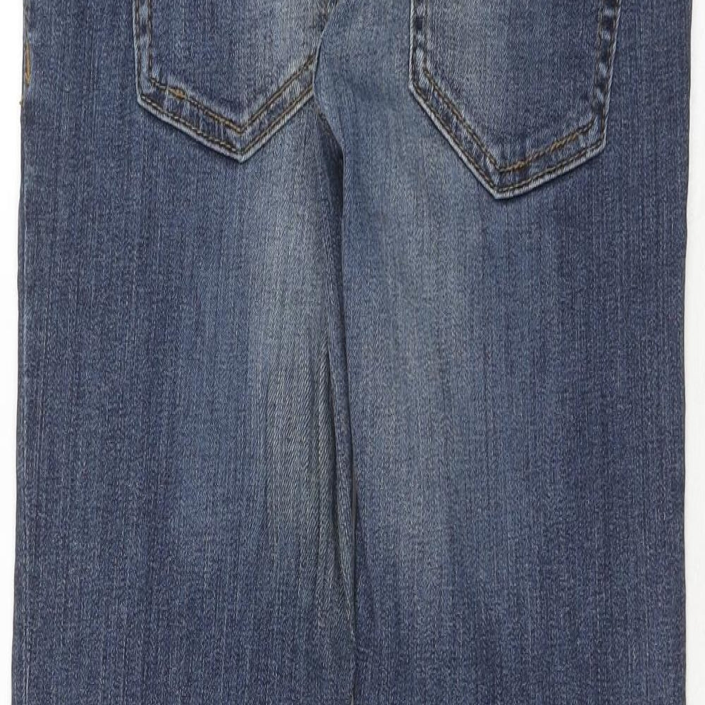 H&M Womens Blue Cotton Straight Jeans Size 8 Regular Button