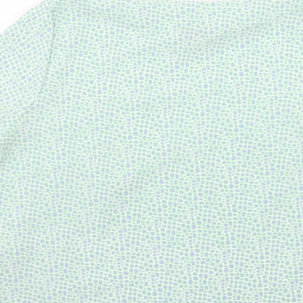 Slimma Womens Green Polka Dot Polyester Basic Blouse Size 14 Round Neck