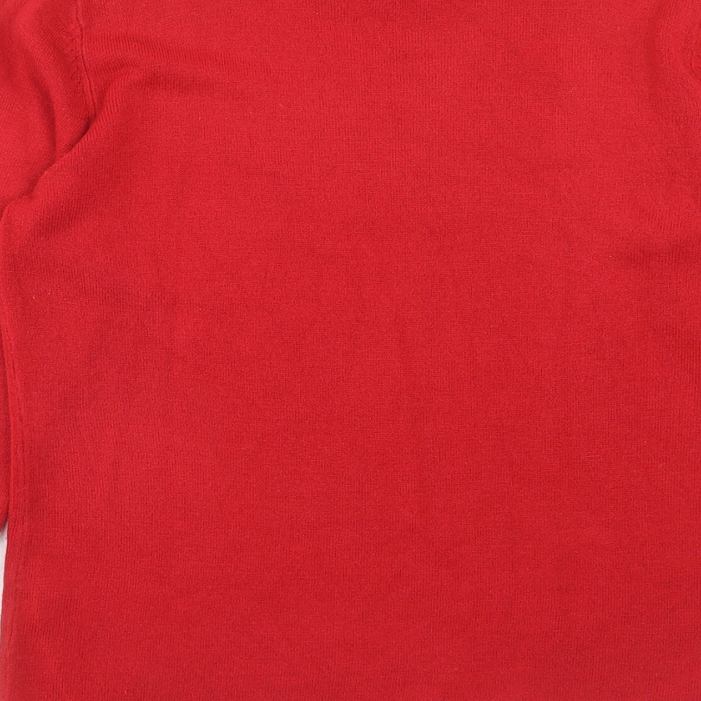 Bonmarché Womens Red Round Neck Acrylic Pullover Jumper Size S