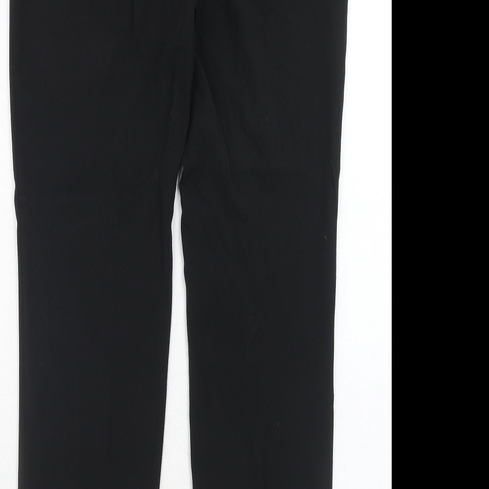M&Co Womens Black Polyester Trousers Size 10 Regular Hook & Eye