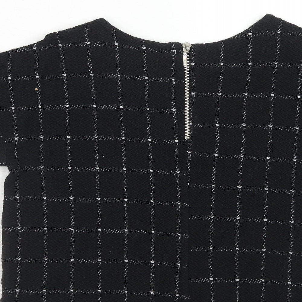 Sfera Womens Black Geometric Polyester Basic Blouse Size S Round Neck
