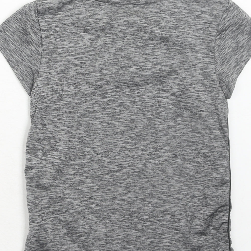 NEXT Girls Grey Geometric Polyester Basic T-Shirt Size 8 Years Round Neck Pullover