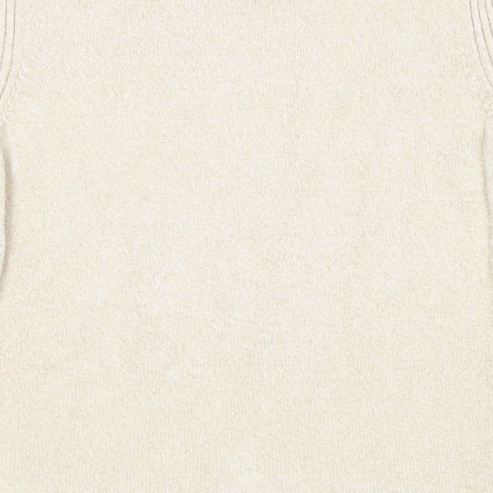 Marks & Spencer Womens Beige Boat Neck Viscose Pullover Jumper Size 12