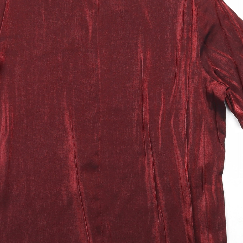 Bonmarché Womens Red Viscose Basic Blouse Size 14 Round Neck