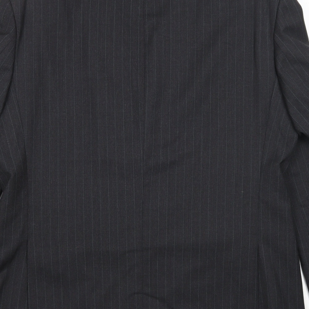Burton Mens Black Striped Polyester Jacket Suit Jacket Size 42 Regular