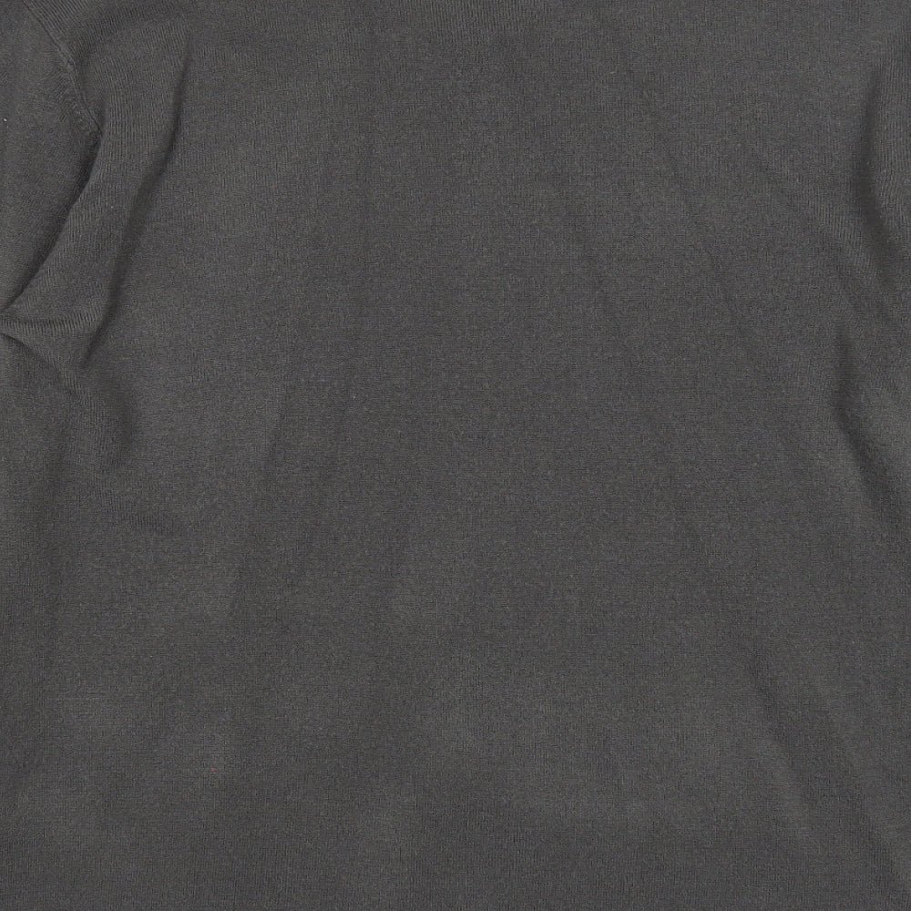 Marks & Spencer Mens Grey V-Neck Acrylic Pullover Jumper Size L Long Sleeve