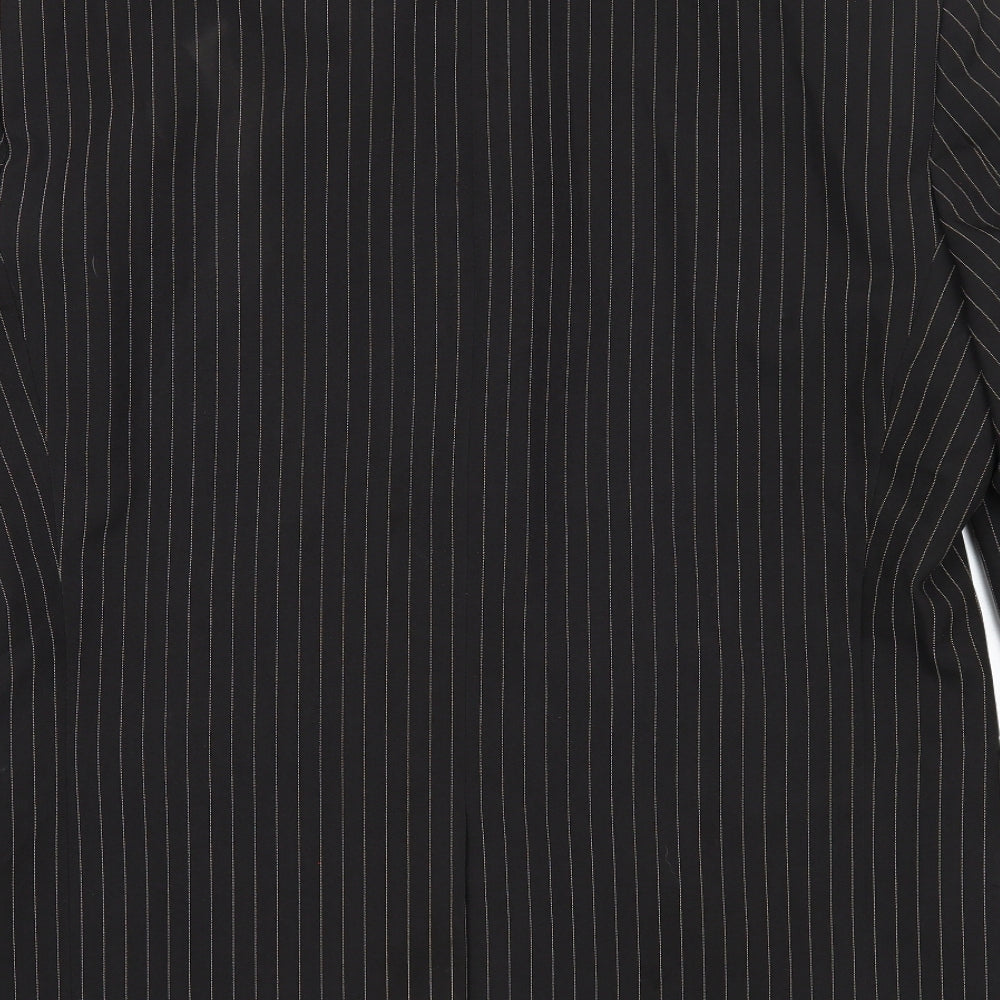 Lakeline Mens Black Striped Polyester Jacket Suit Jacket Size 44 Regular