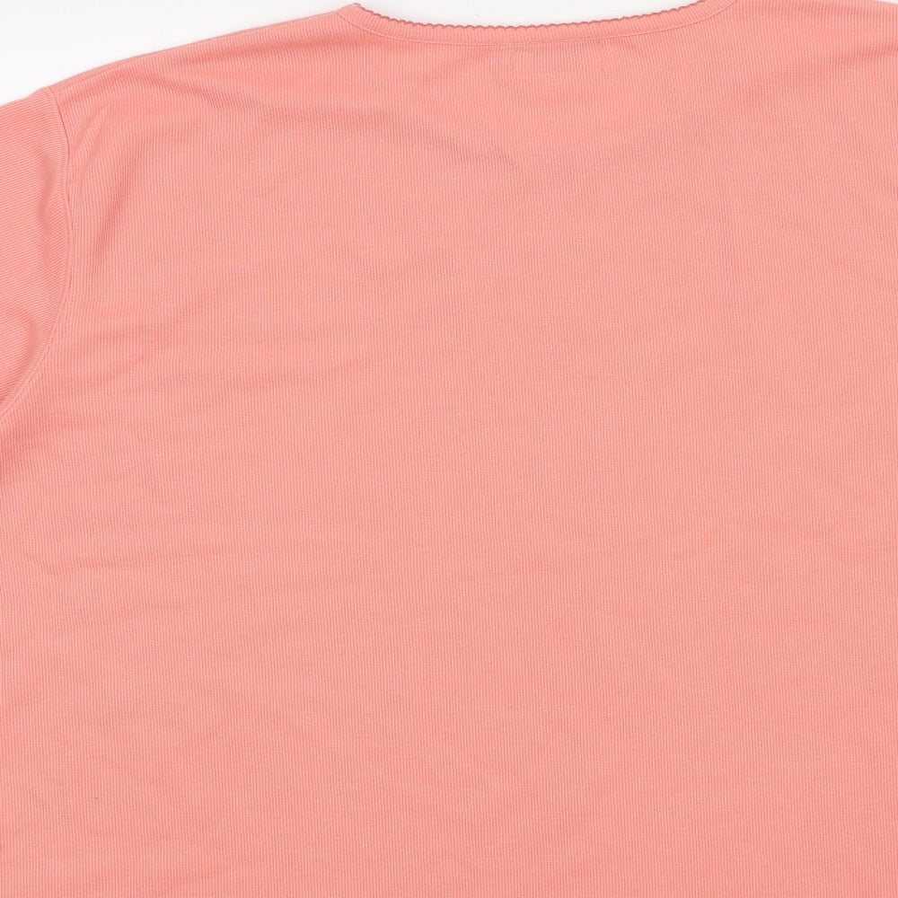 Bonmarché Womens Pink Polyester Basic T-Shirt Size XL Round Neck - Flower Detail