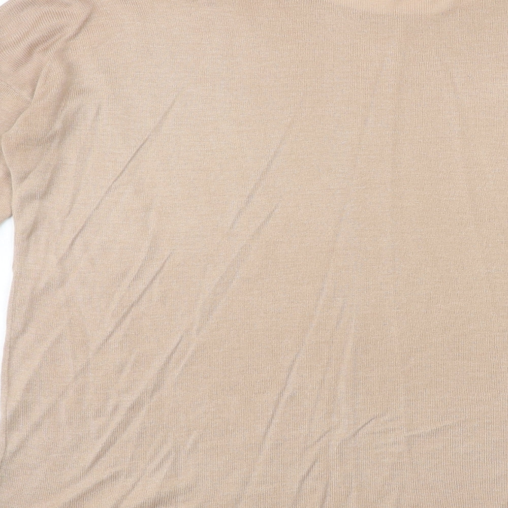 H&M Womens Beige Boat Neck Polyester Pullover Jumper Size XS