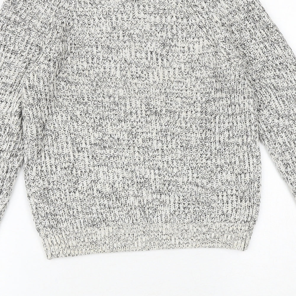 H&M Womens Grey Boat Neck Cotton Pullover Jumper Size XS