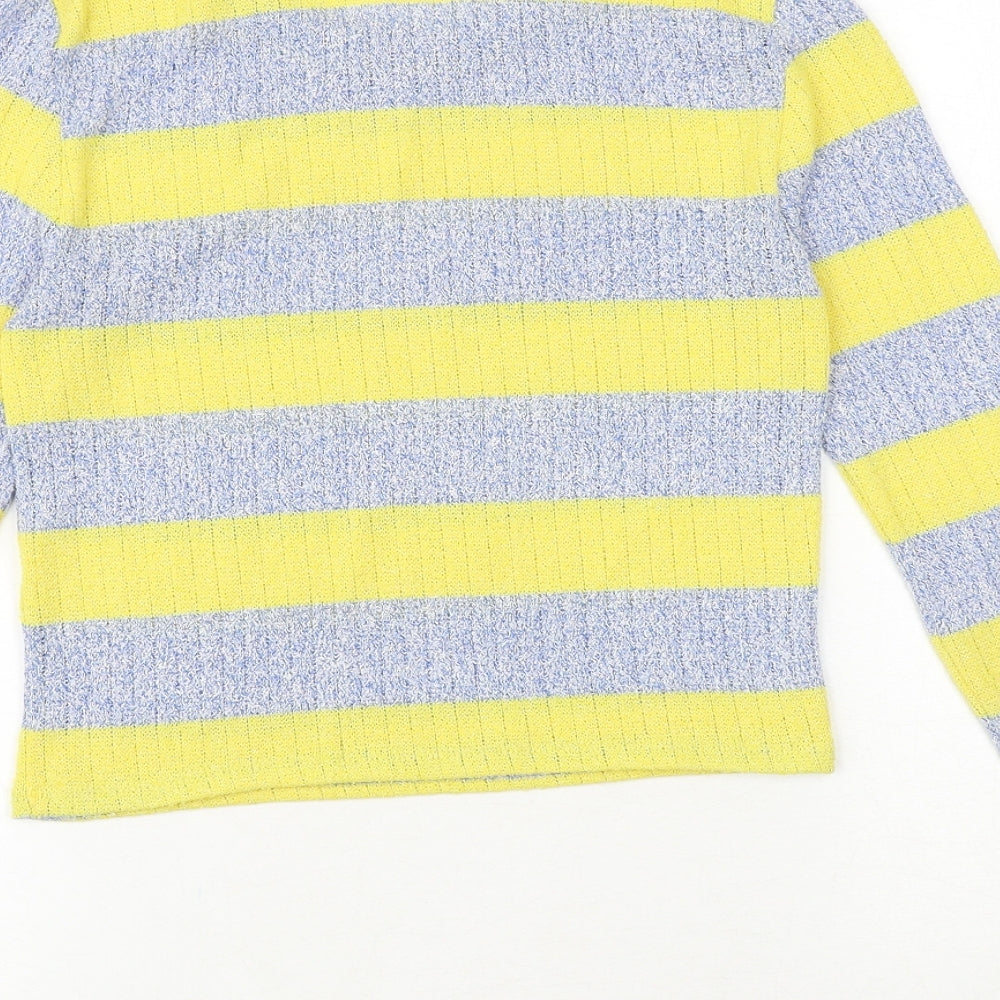 Bershka Womens Multicoloured Boat Neck Striped Polyester Pullover Jumper Size S