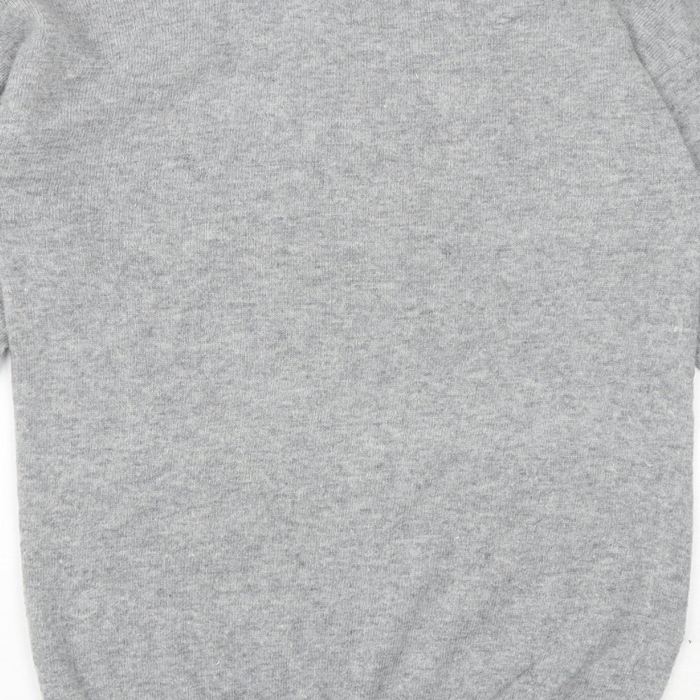 New Look Womens Grey Boat Neck Polyamide Pullover Jumper Size 8 - Leopard