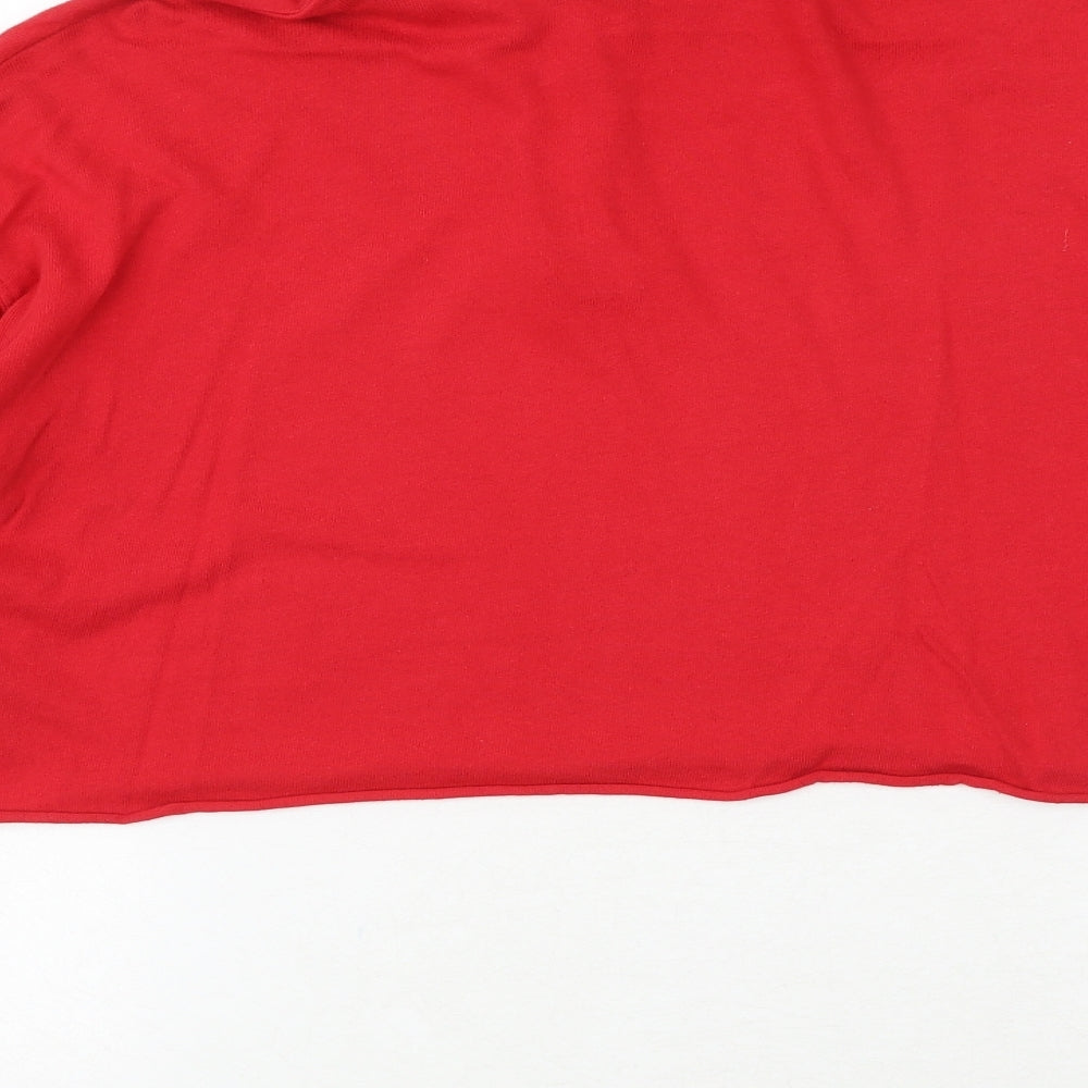 Topshop Womens Red 100% Cotton Cropped Polo Size 8 Collared