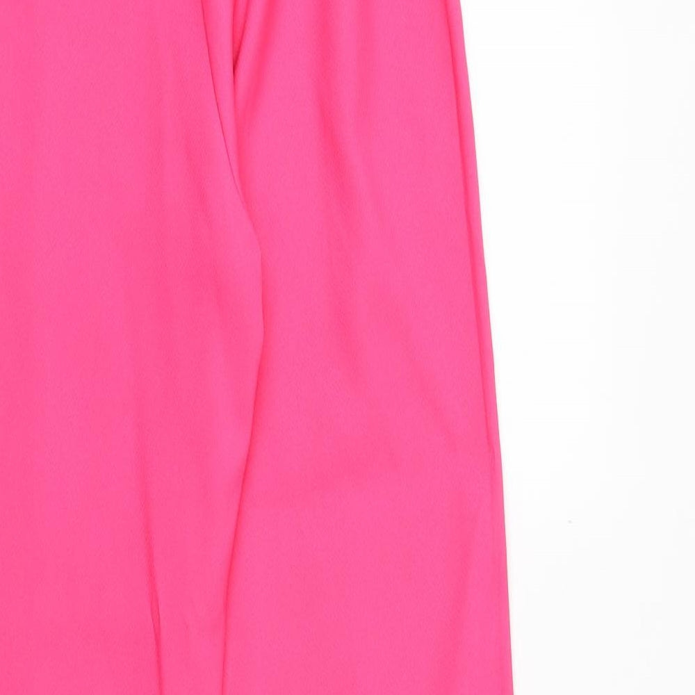 PRETTYLITTLETHING Womens Pink Polyester Windbreaker Trousers Size 6 Regular Zip