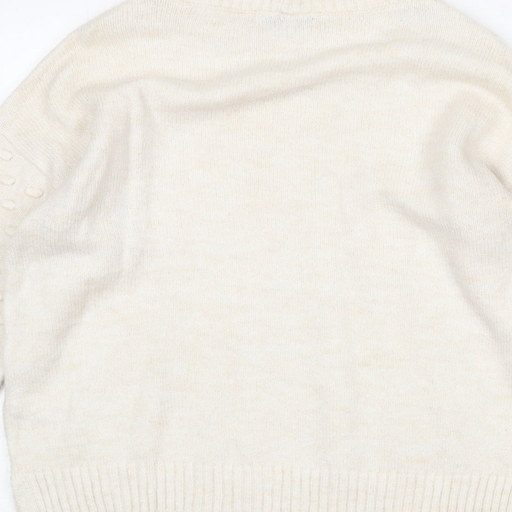 NEXT Womens Beige High Neck Acrylic Pullover Jumper Size S - Textured