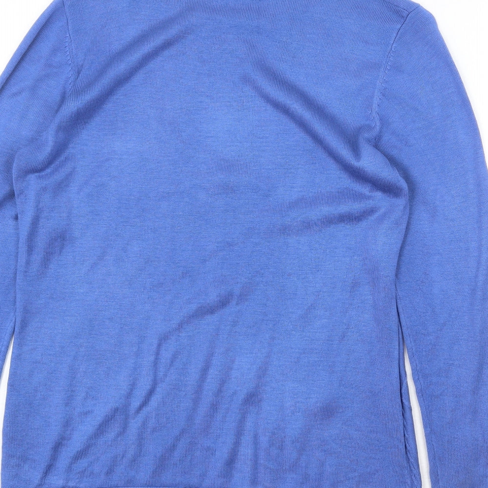 Bonmarché Womens Blue Boat Neck Acrylic Pullover Jumper Size S - Textured
