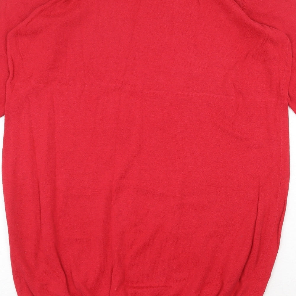 South Womens Red Boat Neck Cotton Pullover Jumper Size 16